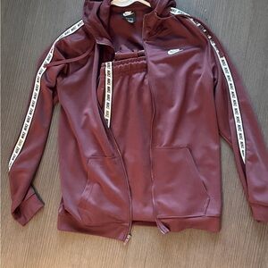 Nike Maroon Tracksuit with Logo Accents